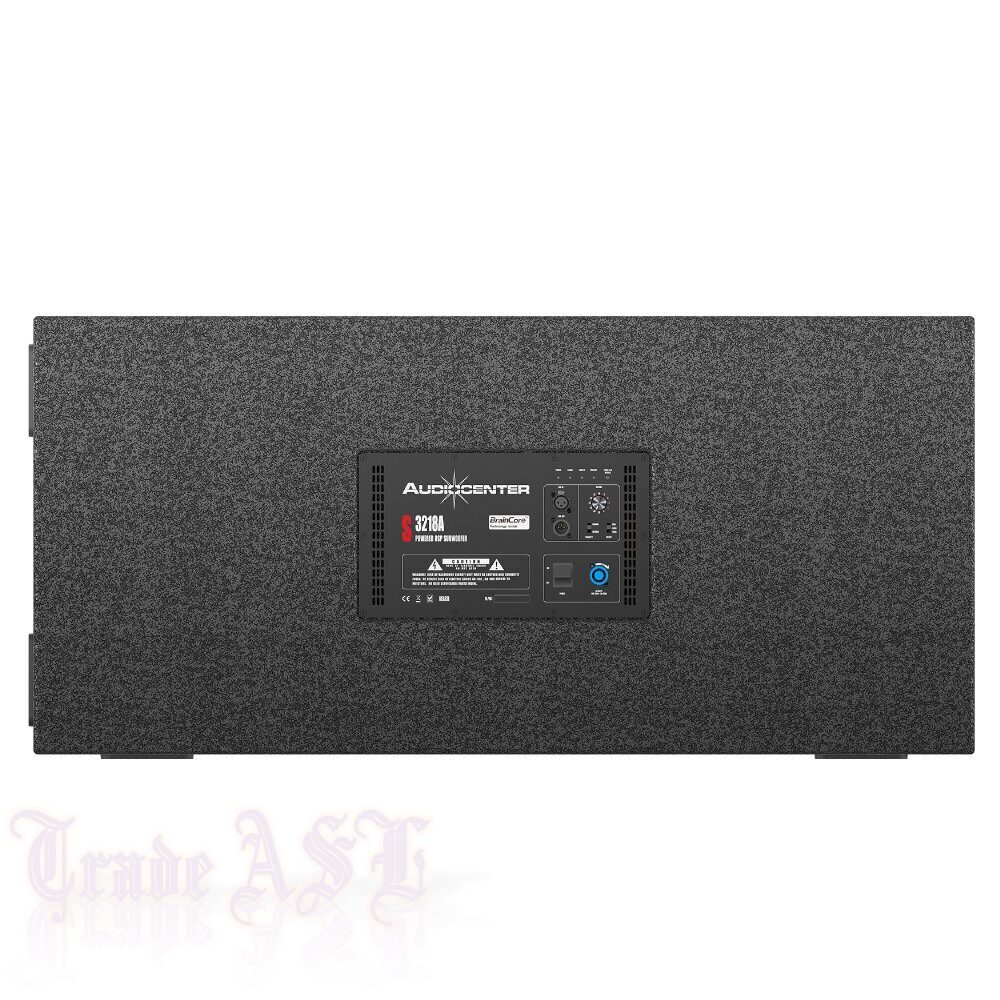 Audiocenter S3218A, Активный сабвуфер прямого излучения с DSP, усилитель  класса D, Пиковая мощность 4000 Вт, SPLmax 140 дБ, крепление M20 Ф35мм для  стойки 